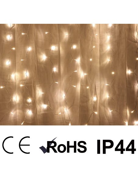 Luz de Cortina Luz Cadena LED Pilas Luces Navidad Exterior Pilas Impermeable IP44 con 8 Modos Exterior y Interior