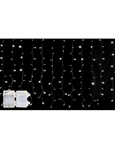 Luz de Cortina Luz Cadena LED Pilas Luces Navidad Exterior Pilas Impermeable IP44 con 8 Modos Exterior y Interior