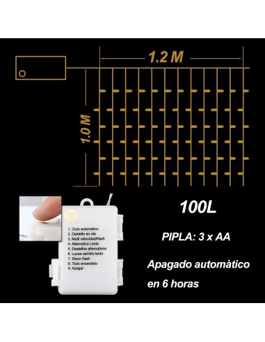 Luz de Cortina Luz Cadena LED Pilas...
