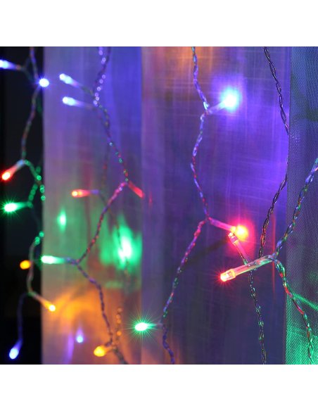 Luz de Cortina Luz Cadena LED Pilas Luces Navidad Exterior Pilas Impermeable IP44 con 8 Modos Exterior y Interior