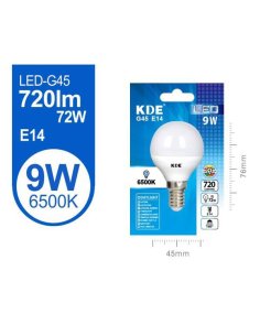 Led esferica G45 9W E14 luz...