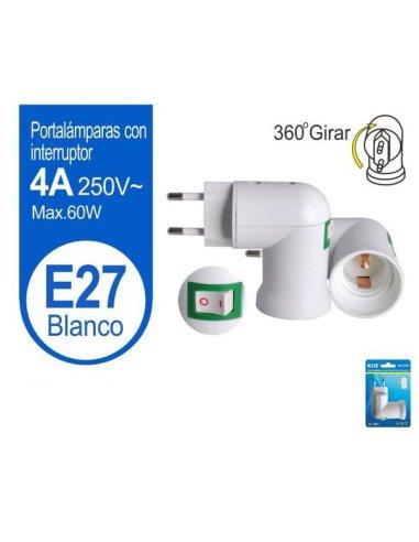 Portalamparas con interruptor e27 blanco