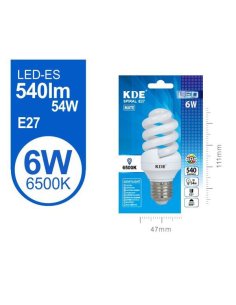 Led espiral mate 6W E27 luz...