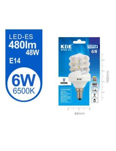 Led espiral 6W E14 luz fria