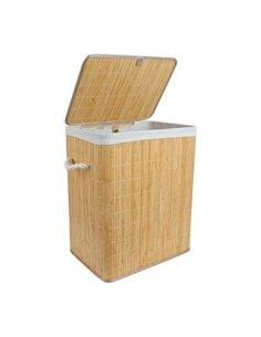 Cesto Ropa Sucia con Tapa, Cesta Colada, Cubo Ropa Sucia con Asas, Bambú Natural, Beige, 41,5 x 30 x 50 cm