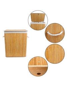 Cesto Ropa Sucia con Tapa, Cesta Colada, Cubo Ropa Sucia con Asas, Bambú Natural, Beige, 41,5 x 30 x 50 cm 2
