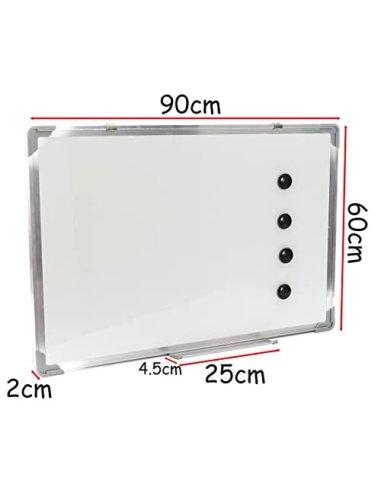 Pizarra Blanca Magnética con Marco de Aluminio y Bandeja para Rotuladores - 60x90 cm
