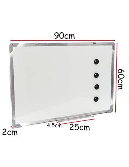 Pizarra Blanca Magnética con Marco de Aluminio y Bandeja para Rotuladores - 60x90 cm