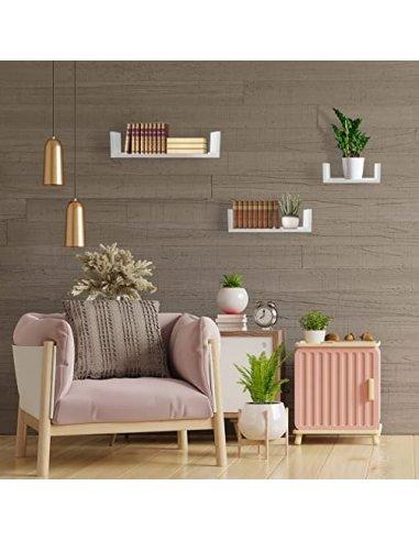 Juego de 3 Estantes, Baldas Flotantes, Estanteria Flotantes de Pared, Montaje Oculto, Juego de Baldas para Libros y Objetos d