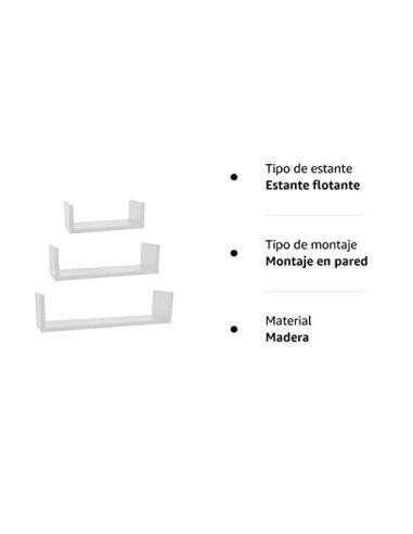 Juego de 3 Estantes, Baldas Flotantes, Estanteria Flotantes de Pared, Montaje Oculto, Juego de Baldas para Libros y Objetos d