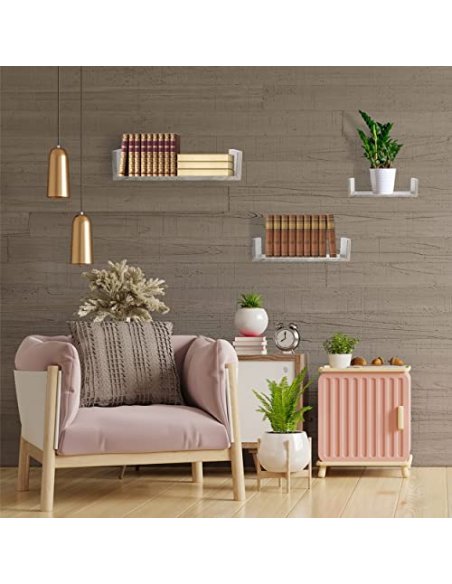 Juego de 3 Estantes, Baldas Flotantes, Estanteria Flotantes de Pared, Montaje Oculto, Juego de Baldas para Libros y Objetos