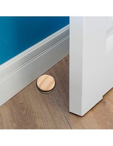 Tope Puerta Metal, Retenedor de Puerta con Anillos de Goma, Stop Puerta, Cuña Metal para Fijar al Suelo, Color Beige, Goma Ne