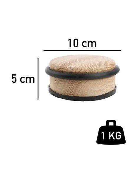 Tope Puerta Metal, Retenedor de Puerta con Anillos de Goma, Stop Puerta, Cuña Metal para Fijar al Suelo, Color Beige, Goma Ne