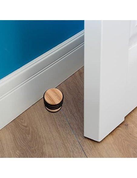 Tope Puerta Metal, Retenedor de Puerta con Anillos de Goma, Stop Puerta, Cuña Metal para Fijar al Suelo, Color Beige, Goma Ne