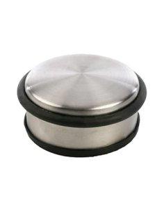 Tope Puerta Metal, Retenedor de Puerta con Anillos de Goma, Stop Puerta, Cuña Metal para Fijar al Suelo, Plateado, Goma Negra