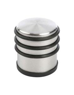Tope Puerta Metal, Retenedor de Puerta con Anillos de Goma, Stop Puerta, Cuña Metal para Fijar al Suelo, Plateado, Goma Negra