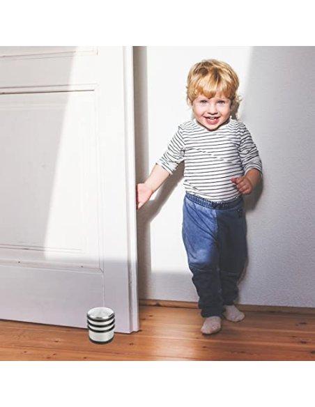 Tope Puerta Metal, Retenedor de Puerta con Anillos de Goma, Stop Puerta, Cuña Metal para Fijar al Suelo, Plateado, Goma Negra