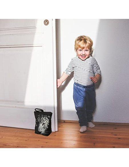 Tope de Puerta Decorativo Tope Puerta de Tela Arena Sujeta Puertas Suelo Tope para Ventanas y Puertas - Leopardo