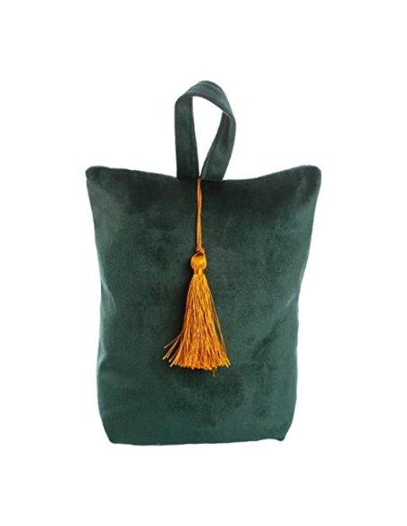 Tope de Puerta Decorativo Tope Puerta de Tela Arena Sujeta Puertas Suelo Tope para Ventanas y Puertas - Verde Liso con Fleco