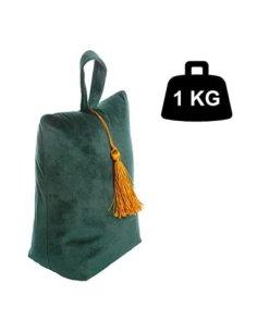 Tope de Puerta Decorativo Tope Puerta de Tela Arena Sujeta Puertas Suelo Tope para Ventanas y Puertas - Verde Liso con Fleco 2