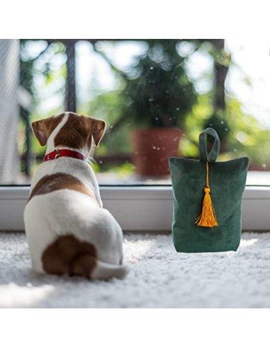 Tope de Puerta Decorativo Tope Puerta de Tela Arena Sujeta Puertas Suelo Tope para Ventanas y Puertas - Verde Liso con Fleco