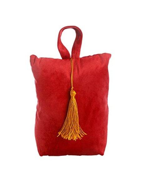 Tope de Puerta Decorativo Tope Puerta de Tela Arena Sujeta Puertas Suelo Tope para Ventanas y Puertas - Rojo Liso con Fleco