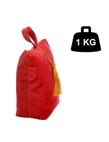 Tope de Puerta Decorativo Tope Puerta de Tela Arena Sujeta Puertas Suelo Tope para Ventanas y Puertas - Rojo Liso con Fleco