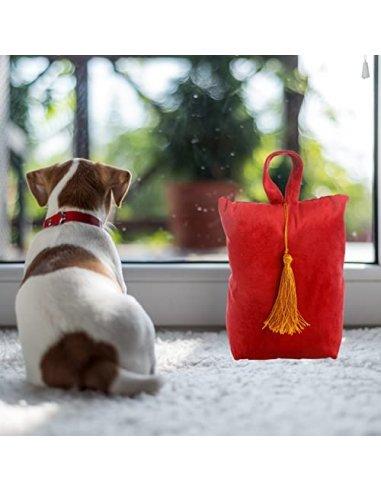 Tope de Puerta Decorativo Tope Puerta de Tela Arena Sujeta Puertas Suelo Tope para Ventanas y Puertas - Rojo Liso con Fleco