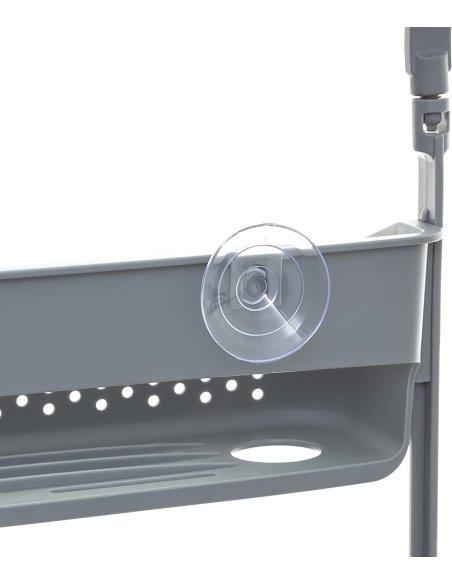 H HANSEL HOME Estantería Colgante de Ducha con Brazos Ajustables, 2 Alturas con Colgador, Sin Taladro, Gris, 31,5 x 11 x 70 cm