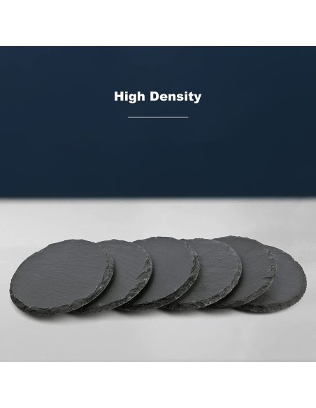 Mini Plato Llano de Pizarra Natural, Platos para Sushi, con Caja de Bambú, Negro, Tablas de Piedra Redonda 10 cm - 6 Unidades