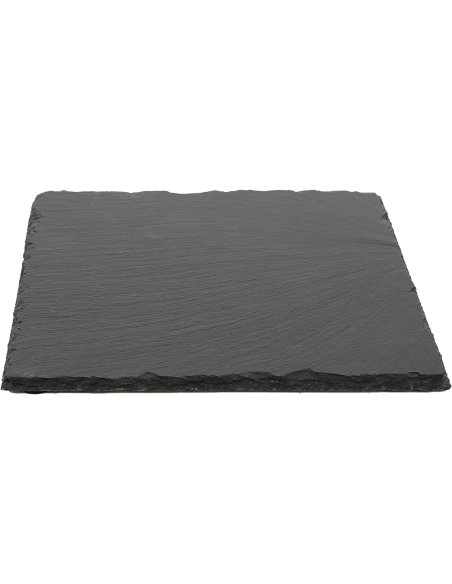 Plato Llano de Pizarra Natural, Platos para Sushi, Bandejas para Servir Alimentos Quesos, Negro, Tablas de Piedra Cuadrado