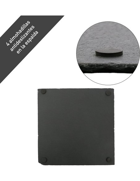 Plato Llano de Pizarra Natural, Platos para Sushi, Bandejas para Servir Alimentos Quesos, Negro, Tablas de Piedra Cuadrado