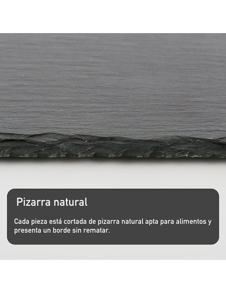 Plato Llano de Pizarra Natural, Platos para Sushi, Bandejas para Servir Alimentos Quesos, Negro, Tablas de Piedra Cuadrado