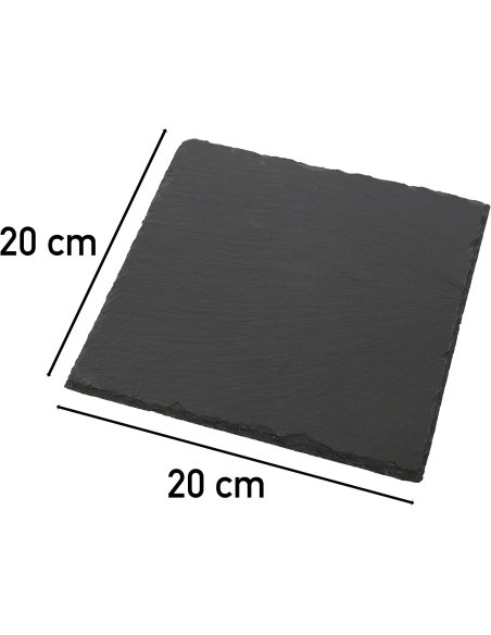 Plato Llano de Pizarra Natural, Platos para Sushi, Bandejas para Servir Alimentos Quesos, Negro, Tablas de Piedra Cuadrado