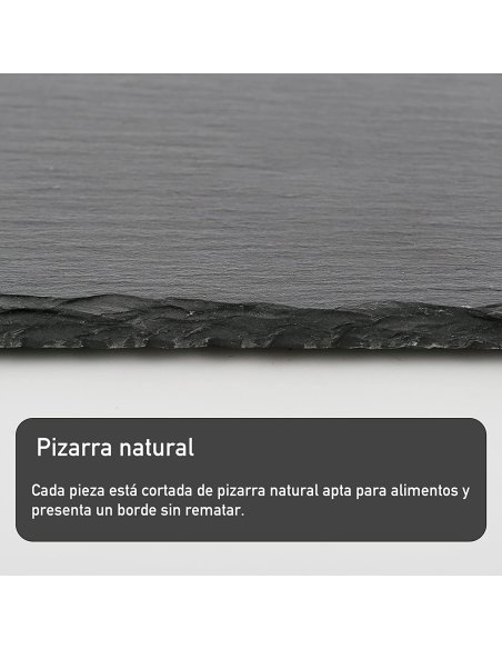 Plato Llano de Pizarra Natural, Platos para Sushi, Bandejas para Servir Alimentos Quesos, Negro, Tablas de Piedra, Retangulado
