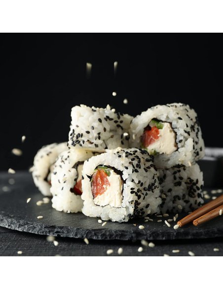 Plato Llano de Pizarra Natural, Platos para Sushi,  Bandejas para Servir Alimentos Quesos, Negro, Tablas de Piedra Redonda