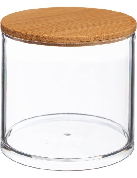 Conjunto de Contenedores, 3 piezas cajas, Tapas de Bambú, Contenedor para Algodón, Hisopos de Algodón, Desmaquillantes Algodón