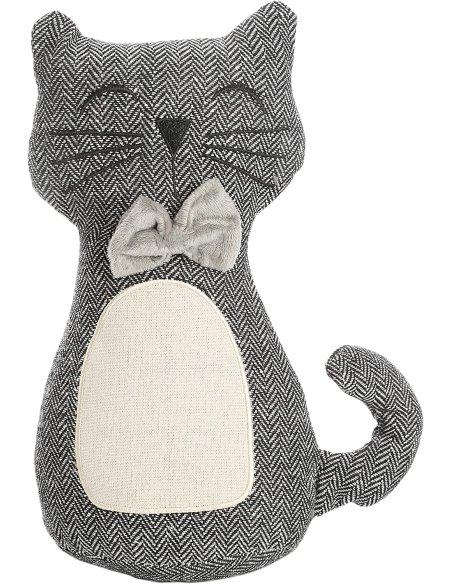 Tope de Puerta Decorativo Tope Puerta de Tela Arena Sujeta Puertas Suelo Tope para Ventanas y Puertas - Gato Gris/Blanco