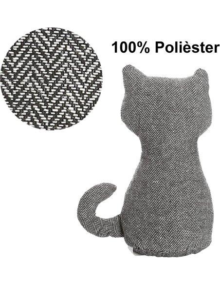 Tope de Puerta Decorativo Tope Puerta de Tela Arena Sujeta Puertas Suelo Tope para Ventanas y Puertas - Gato Gris/Blanco