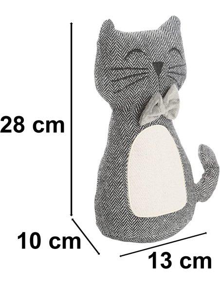 Tope de Puerta Decorativo Tope Puerta de Tela Arena Sujeta Puertas Suelo Tope para Ventanas y Puertas - Gato Gris/Blanco