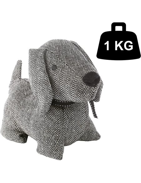 Tope de Puerta Decorativo Tope Puerta de Tela Arena Sujeta Puertas Suelo Tope para Ventanas y Puertas - Perro Negro/Blanco