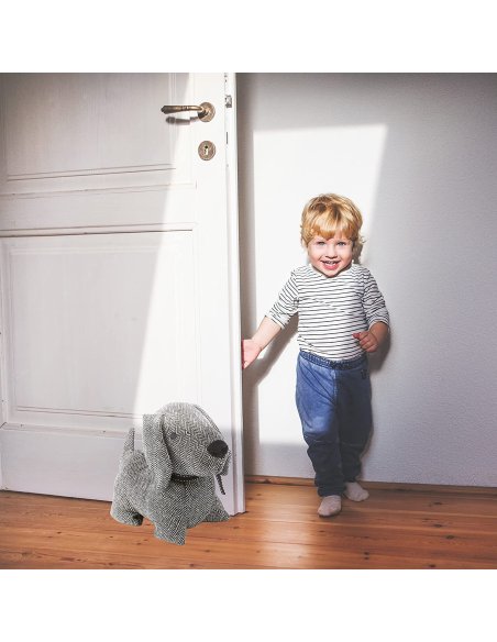 Tope de Puerta Decorativo Tope Puerta de Tela Arena Sujeta Puertas Suelo Tope para Ventanas y Puertas - Perro Negro/Blanco