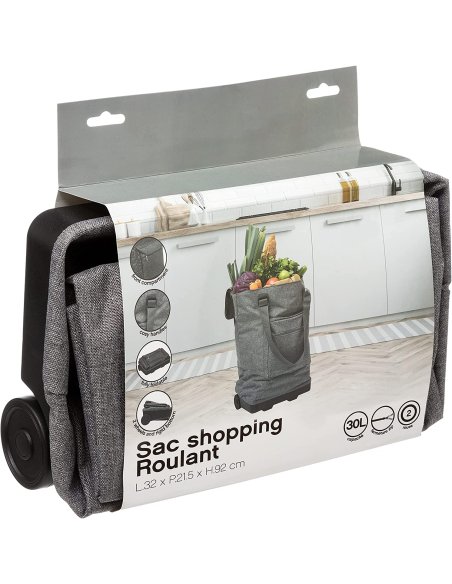 Bolsa de Compras Plegable con 2 Ruedas, Carro de la Compra Plegable, Carrito para Compras, 34 x 20,5 x 56 cm