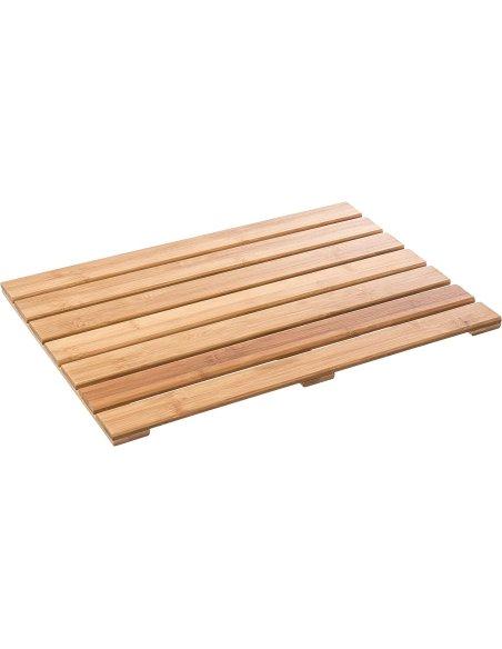 Alfombra Baño Bambú Natural, Alfombrillas de Baño, Alfombrillas de Ducha, Baño SPA, Rectangular 53 x 35,5 x 1,6 cm