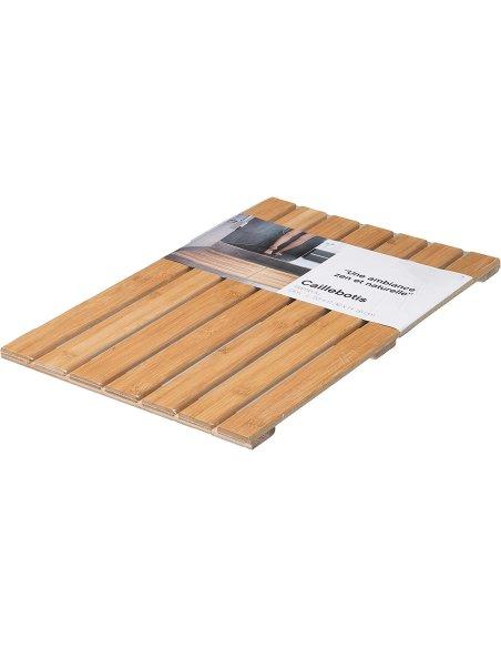 Alfombra Baño Bambú Natural, Alfombrillas de Baño, Alfombrillas de Ducha, Baño SPA, Rectangular 53 x 35,5 x 1,6 cm