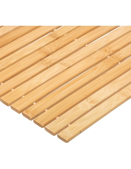 Alfombra Baño Bambú Natural, Alfombrillas de Baño, Alfombrillas de Ducha, Baño SPA, Rectangular y Enrollable 59 x 40 x 0,7 cm