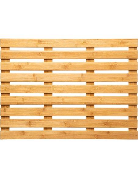 Alfombra Baño Bambú Natural, Alfombrillas de Baño, Alfombrillas de Ducha, Baño SPA, Rectangular 68x2x50cm