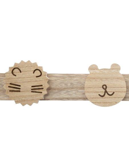 Perchero de Pared Madera 4 Ganchos Colgador Animal para Entradas