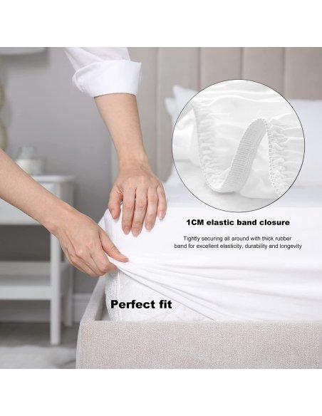 Sábana Bajera Ajustable,Extra Suaves, 50% Algodón 50% Poliéster, Blanco