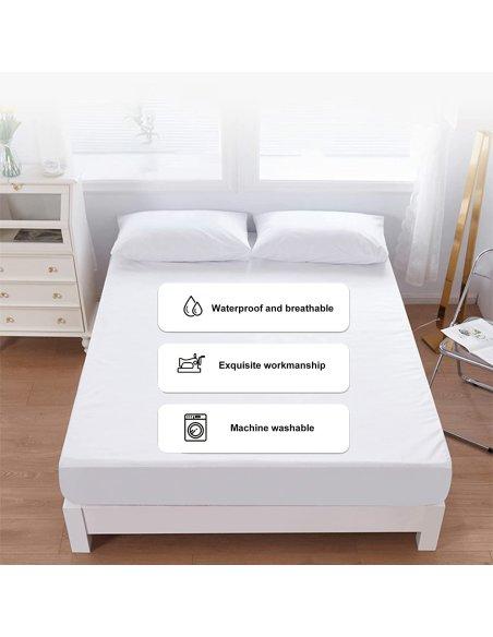 Sábana Bajera Ajustable,Extra Suaves, 50% Algodón 50% Poliéster, Blanco